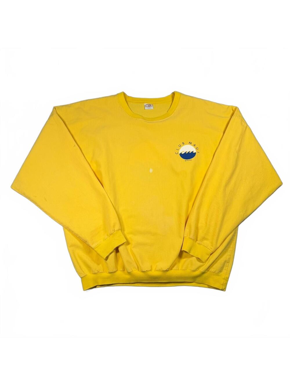 Vintage 90s Crazy Shirts Club Maui Yellow Sweatshirt Hawaii Made in USA L